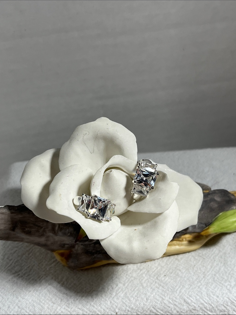 Classic Silver Crystal Statement Earrings - Clear